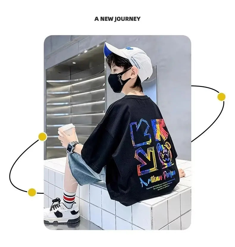 Summer Kids Clothes Streetwear Print Cartoon T Shirt Tops Tees Children Boys Girls Clothes Short Sleeve O-Neck T Shirts