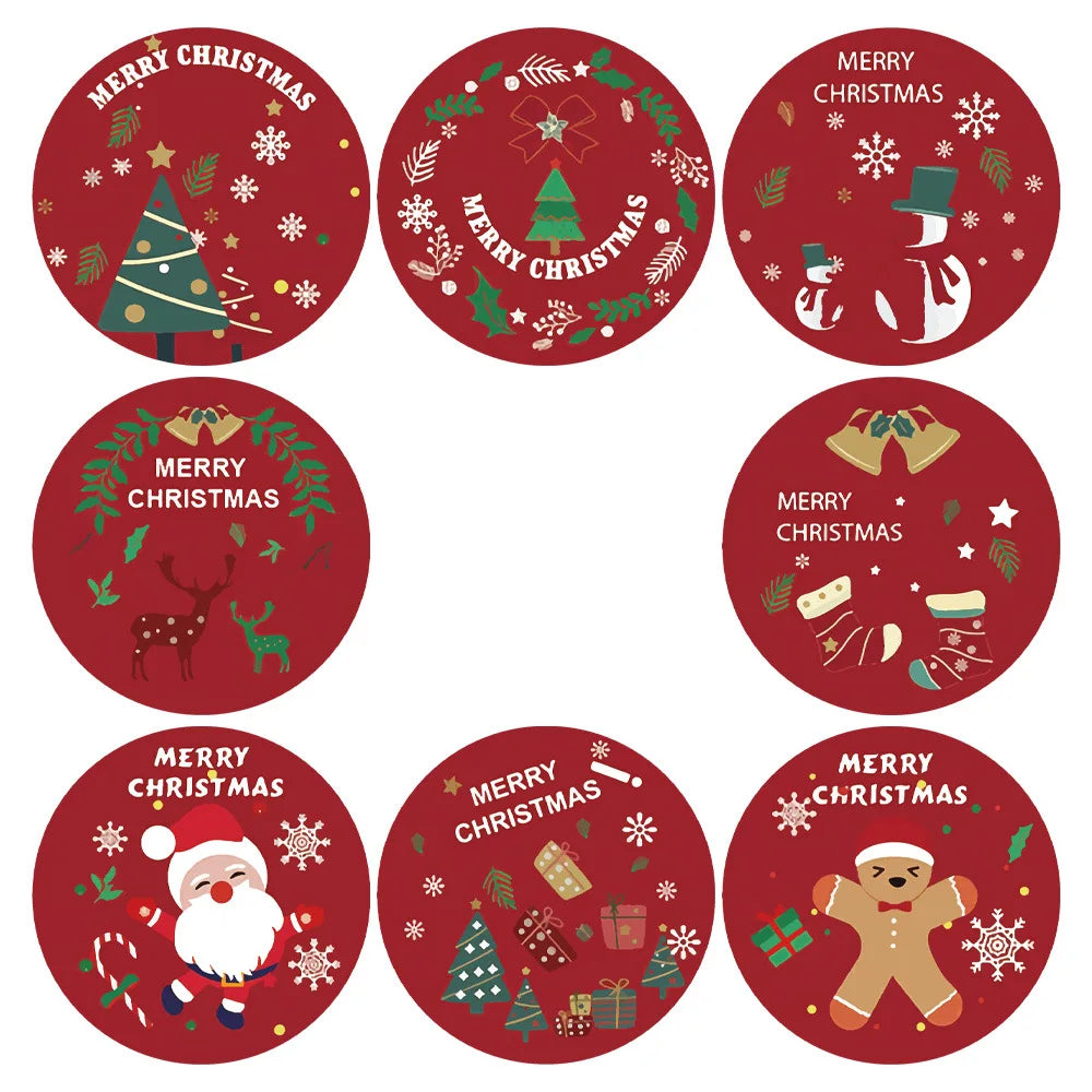 50-500Pcs Christmas Theme Seal Labels Stickers Merry Christmas Stickers For DIY Gift Baking Package Envelope Stationery Decor