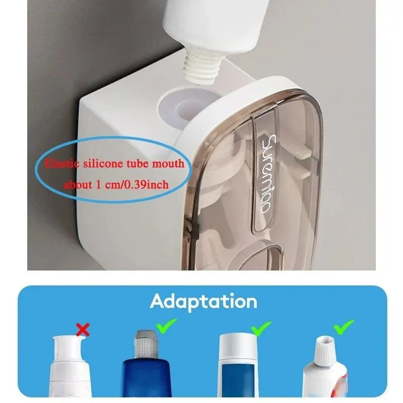 Automatic Toothpaste Dispenser Bathroom Accessories Wall Mount Lazy Toothpaste Squeezer Toothbrush Holder