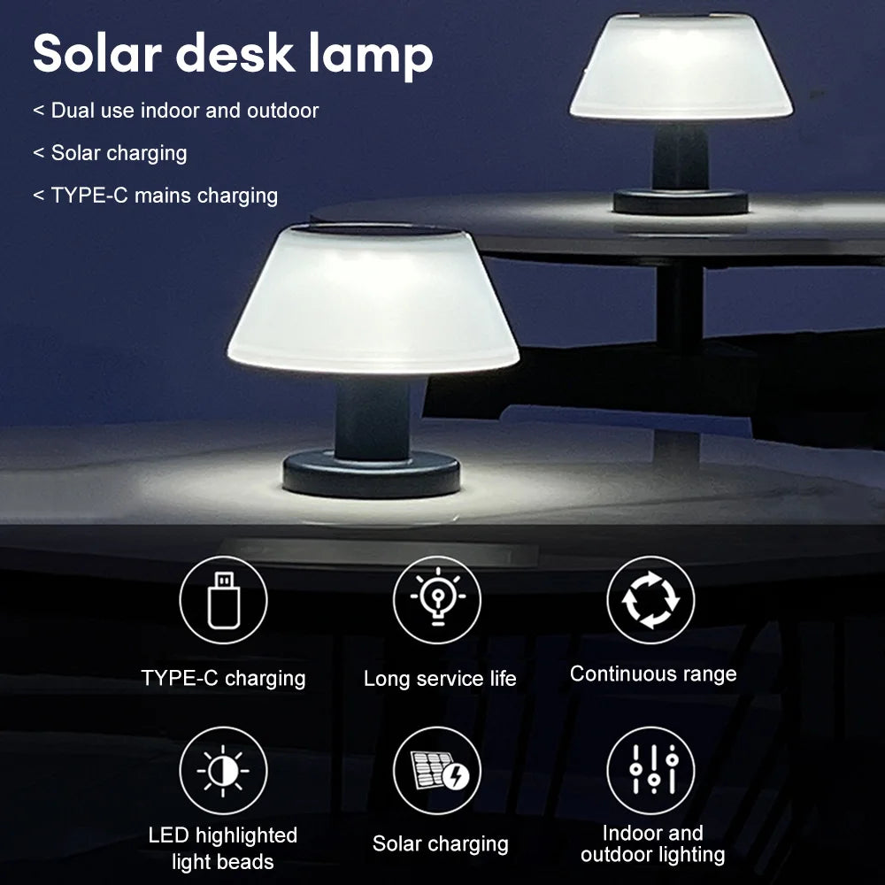 Outdoor Modern Home Garden Decoration Solar Charging Cordless Lamp Restaurant Solar Led Table Lamp For Outdoor Bar Restaurant