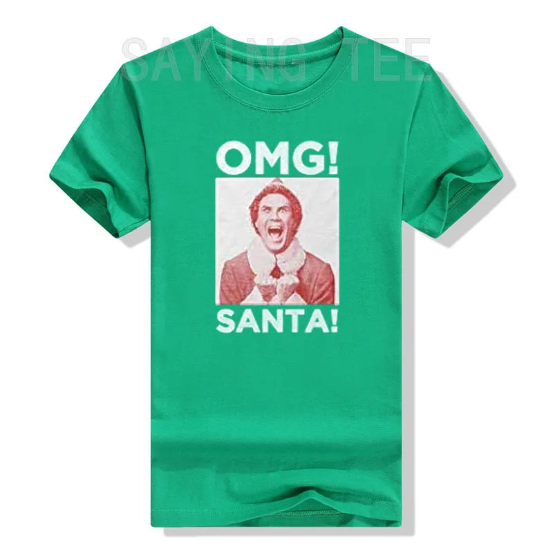 OMG Elf Adult Christmas T-Shirt Funny Xmas Costume Gifts Streetwear Clothes Men Family Matching Christmas T-Shirt