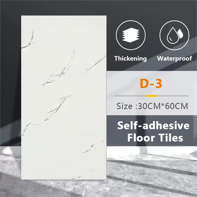 30cmx60cm Wall Stickers Thick Self Adhesive Tiles Floor Stickers Marble Bathroom Ground Waterproof Wall Sticker  PVC