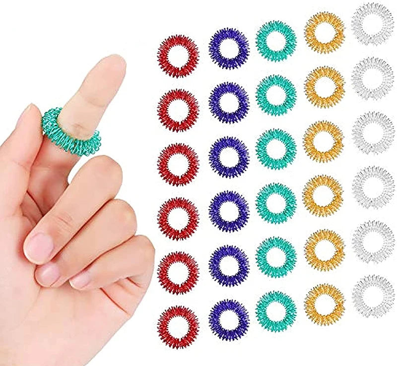 Finger Rings Acupressure Stress Relief Spiky Sensory Decompression Toys Relief Anxiety Relief Finger Toys