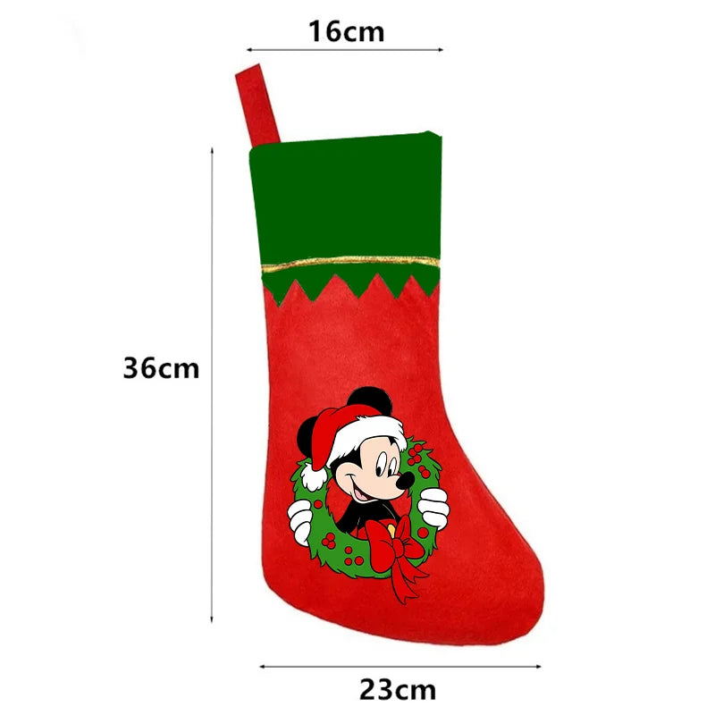 Disney Christmas Stockings Mickey Minnie Plush Hanging Socks Fireplace Xmas Tree Decor Large Capacity Present Bag Surprise Gift