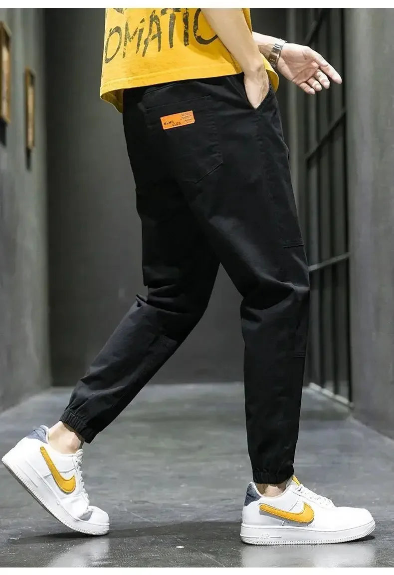 KPOP Fashion Style Harajuku Slim Fit Trousers Loose All Match Harem Pant Straight Leg Cargo Pants Pockets Casual Pants