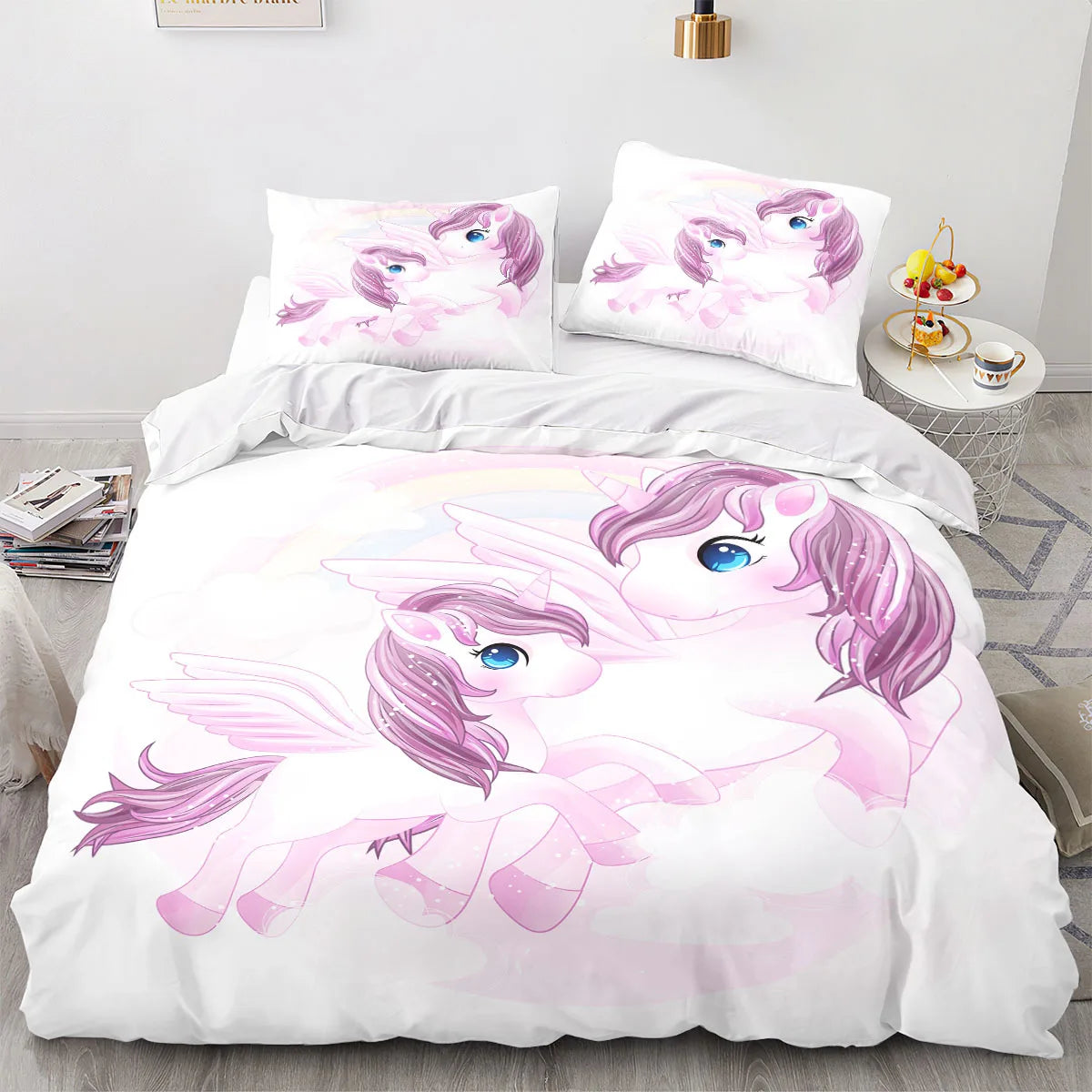 Unicorn Duvet Cover Set Single Double Twin Size Home Decor For Girls Kids Adults Cute Unicorn Bed Linen Kawaii Bedding Set