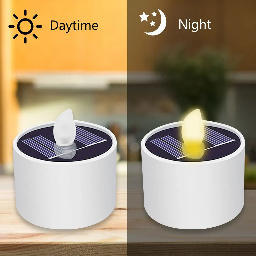 Solar Candle Light Flameless Flickering Lamp Rechargeable Night Light Waterproof LED Candles Home Atmosphere Light Party Decor