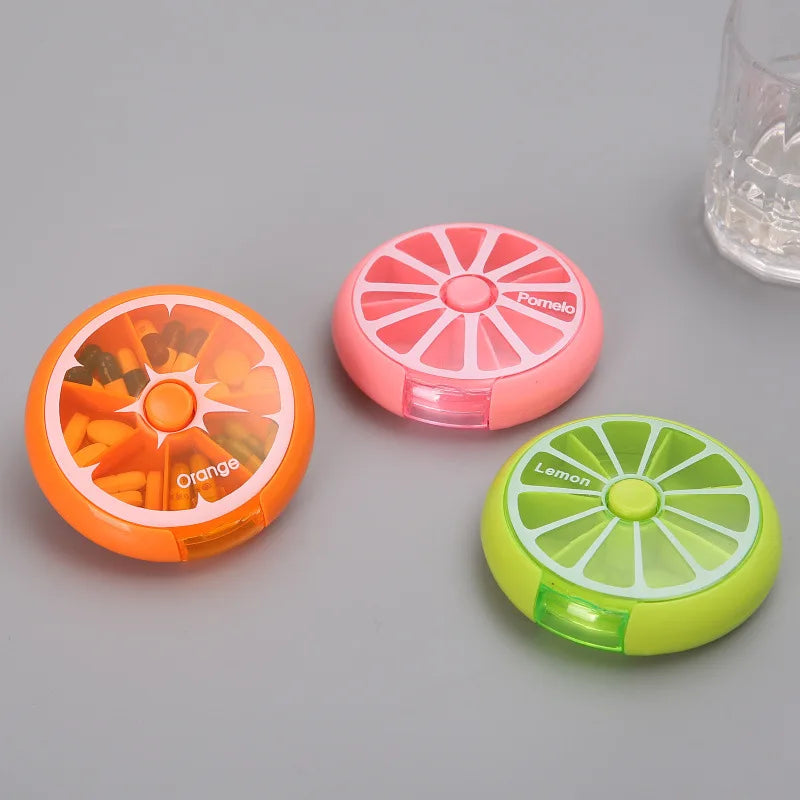 Mini Pill Box Weekly Medicine Pill Box Rotating Pill Box Case Splitter Pill Organizer Portable Travel 7 Day Pill Container Case