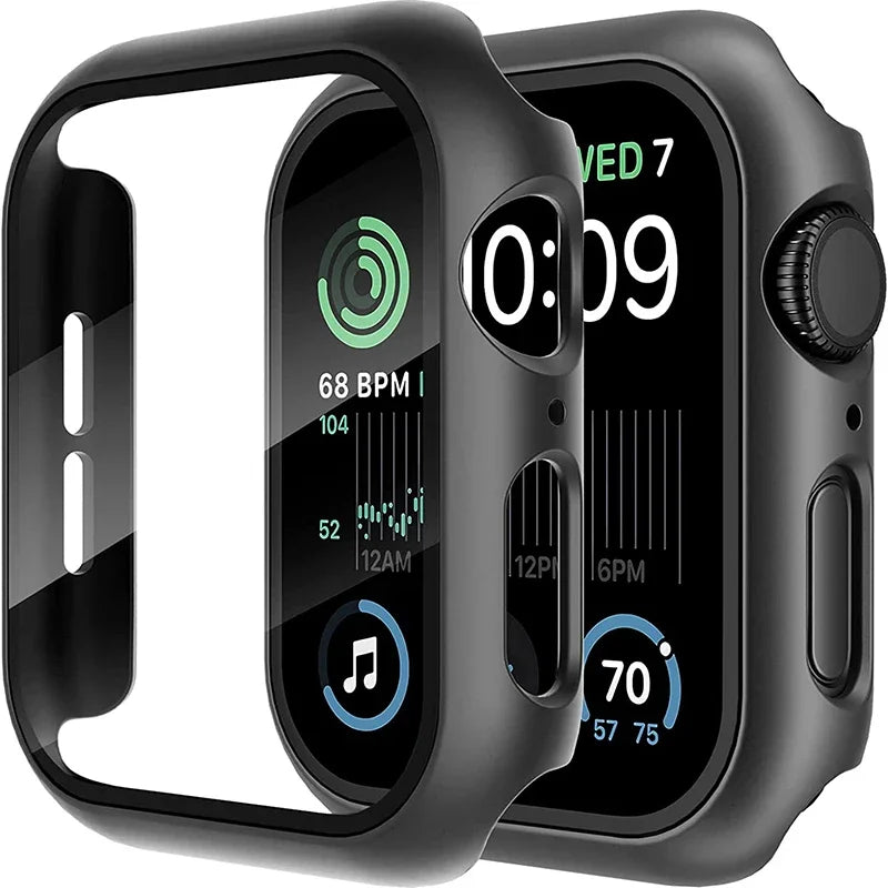 Tempered Glass + Cover For Apple Watch 9 8 7 45mm 41mm