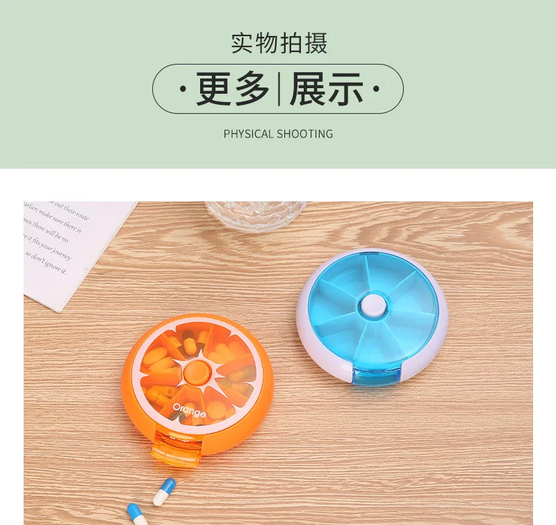 Mini Pill Box Weekly Medicine Pill Box Rotating Pill Box Case Splitter Pill Organizer Portable Travel 7 Day Pill Container Case