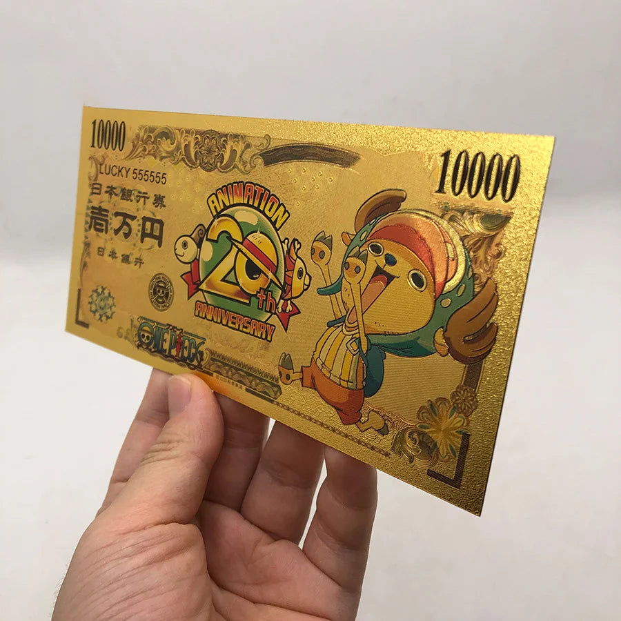 Anime One Piece Toy Golden Cards PVC Zoro Luffy Nika 10 Kinds New Commemorative Banknote Collections Toys Gifts For Party