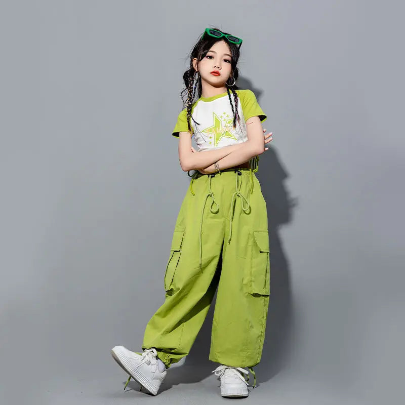 Girls Loose Casual Cargo Pants Fashion Korean Street Style Hip Hop Trousers Wide Leg Pants with Belt for School Vacation Daily