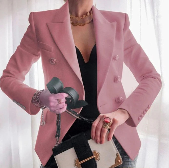 Women's Casual Turn Down Collar Long Sleeve Suit Outerwear Office Lady Spring Autumn Fashion Elegant Solid Blazer Coats For Women