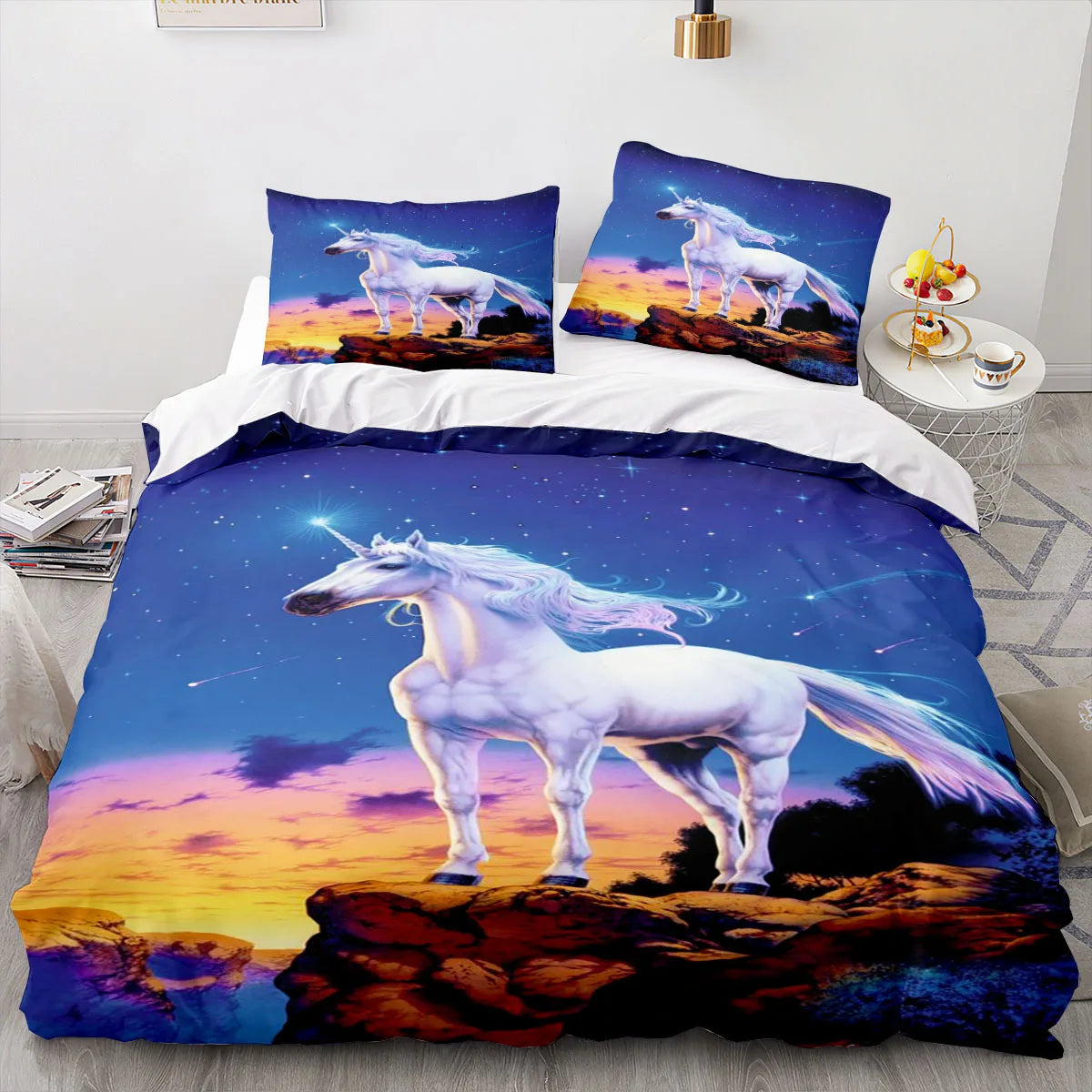 Set Single Double Twin Size Home Decor For Girls Kids Adults Cute Unicorn Bed Linen Kawaii Bedding Set