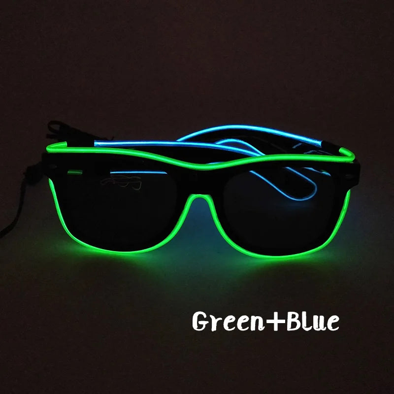 Luminous Neon Glasses Fluorescent Party Props LED Light Up Glasses Rave Flashing Sunglasses Performances Supplies