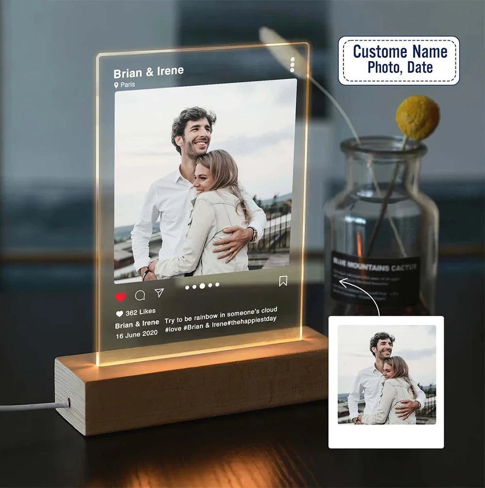 Personalized 3D Lamp Custom Photo/Text With Instagram Style 3D Led Lamp For Valentine's Day Wedding Anniversary Birthday 3D Lamp