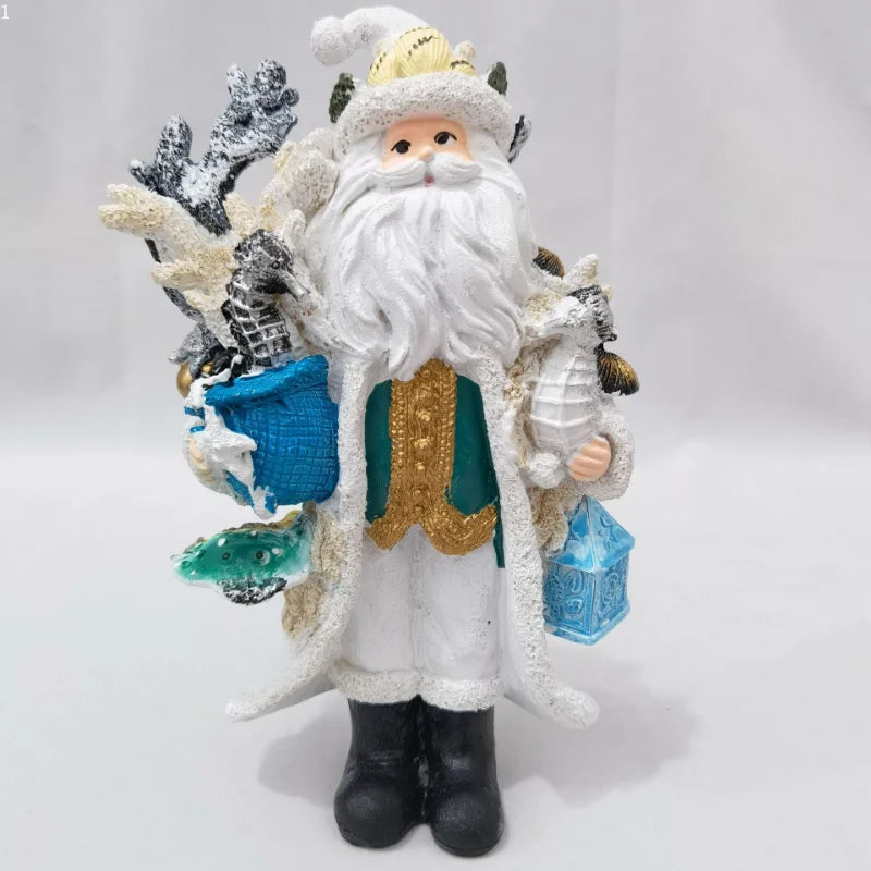 Resin Santa Claus Statues Holding Snack Tray Christmas Figurine with Treats Holder Cake Dessert Stand Fruit Plate for Xmas Party