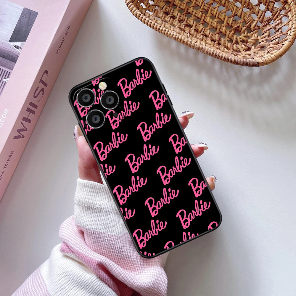 Cute Pink Barbie Soft Case For iPhone 11 12 13 14 15 Pro Max Plus Mini