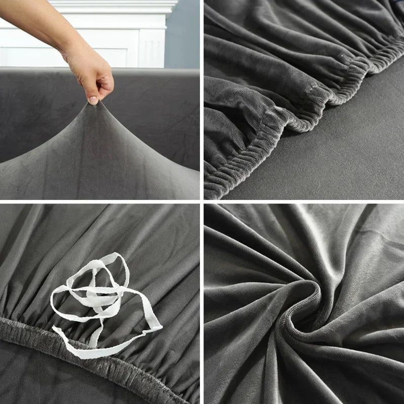 Velvet Sofa Cover Thick Elastic 1/2/3/4 Seater Sofa Cover for Living Room Velvet Plush L Shaped Corner Sofa Couch Cover