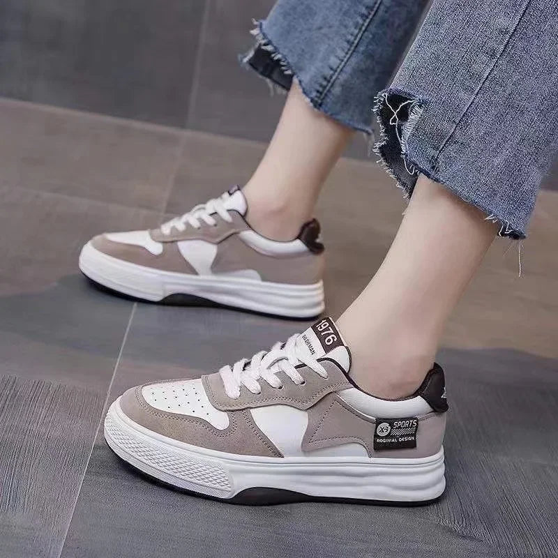 Sports Shoes Flat Female Sneakers Women Tennis Spring Casual Vulcanize Black Fashion Harajuku Thick-sole Sneakers