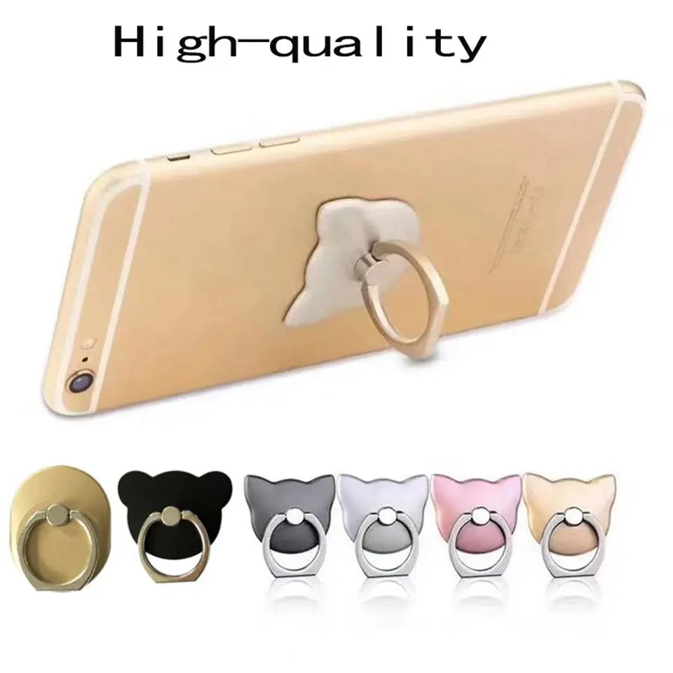 Cat Finger Ring Mobile Phone Holder 360 Degree Rotating Socket Round Smartphone