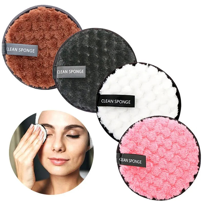 4PCS Makeup Remover Microfiber Cotton Pad Cosmetics Washable Makeup Towel Cleaning Sponge Skin Care Tool Makeup Remover