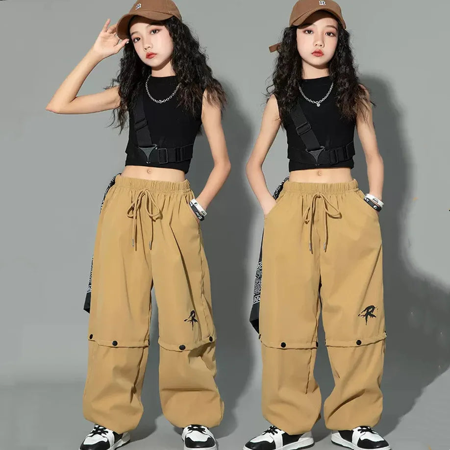 Hip Hop Joggers Pants Girls Cargo Pants Teenage Straight Trousers High Waist Vintage Casual Streetwear Baggy Pants