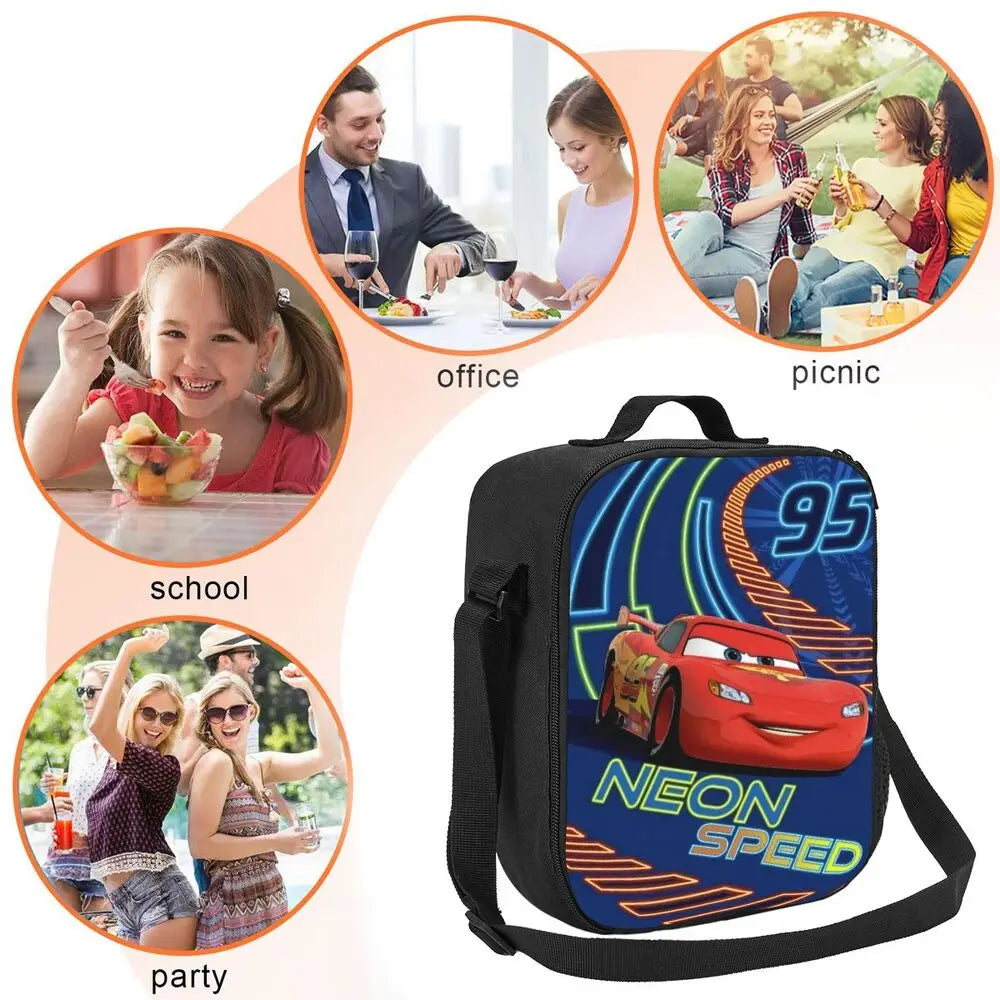 Lightning McQueen Racer Thermal Insulated Lunch Bag Women Lunch Tote for Kids School Children Storage Bento Food Box