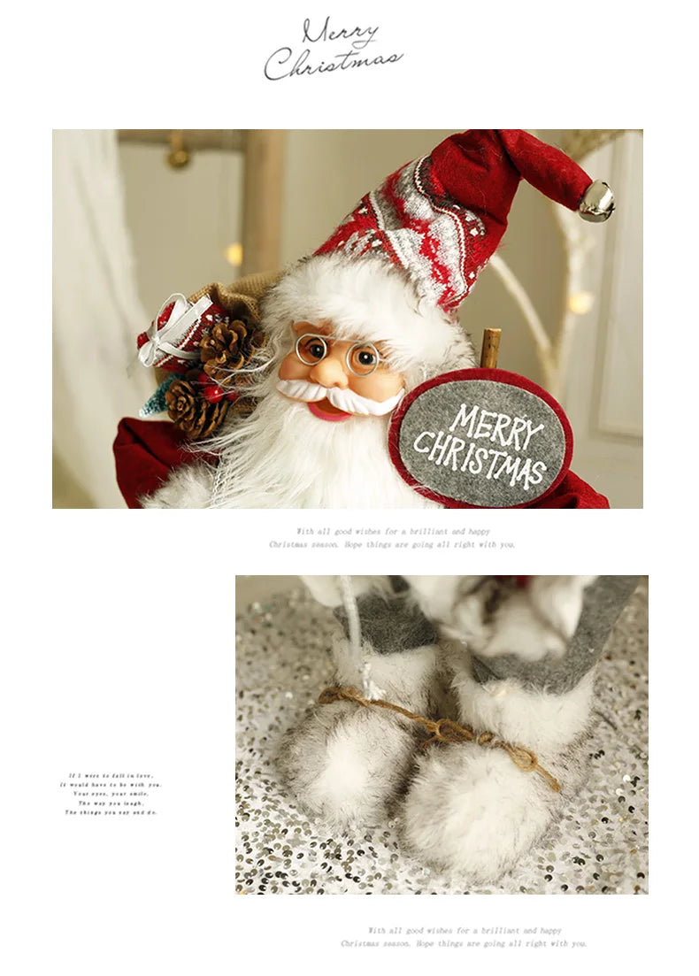 60cm Large Santa Claus Merry Christmas Decorations for Home Happy New Year Santa Claus Doll Window Decorations Home gift