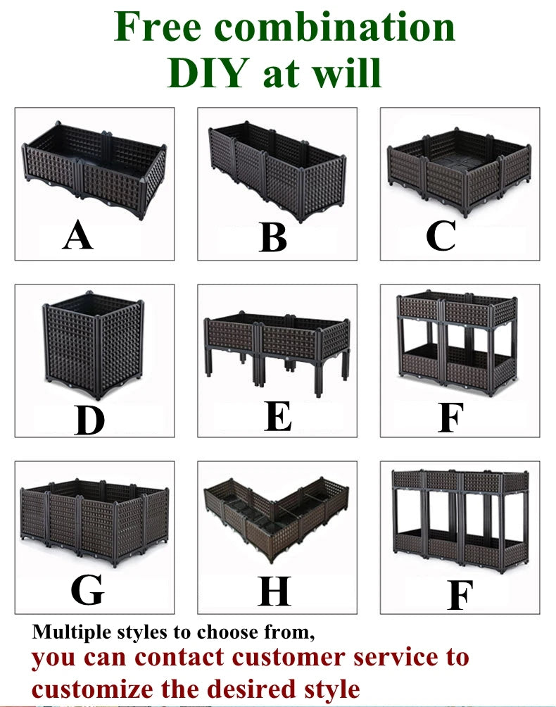 Assembled Vegetables Grow Pot Raised Garden Bed Veg Planting Box Large Rectangular Flower Pots Indoor Balcony Crop Planters