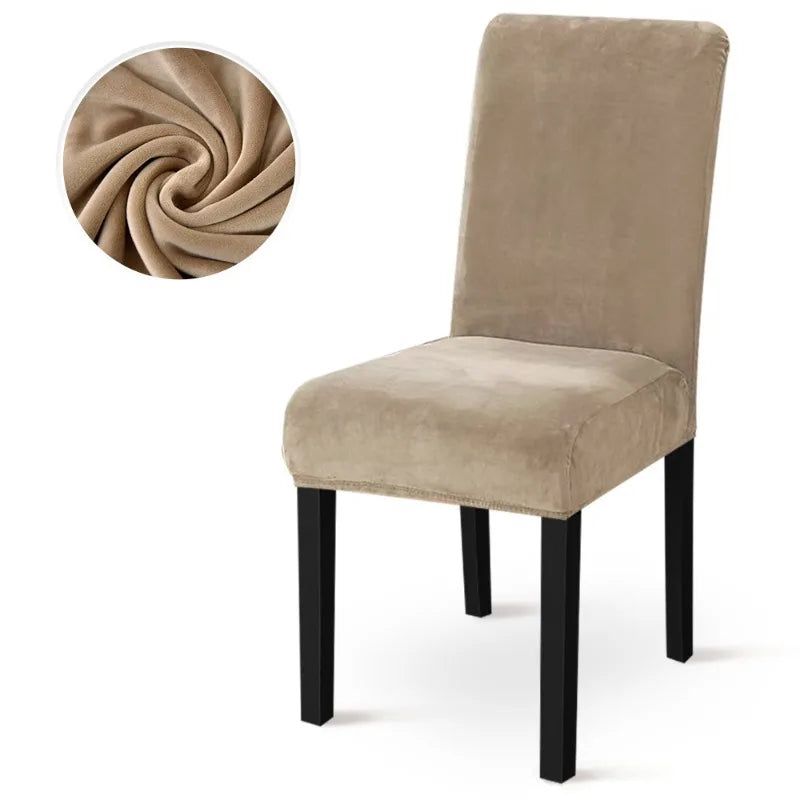 Luxury Velvet Chair Cover for Dining Room Wedding Hotel Banquet Adjustable Seat Cover Elastic Home Chair Cover Case