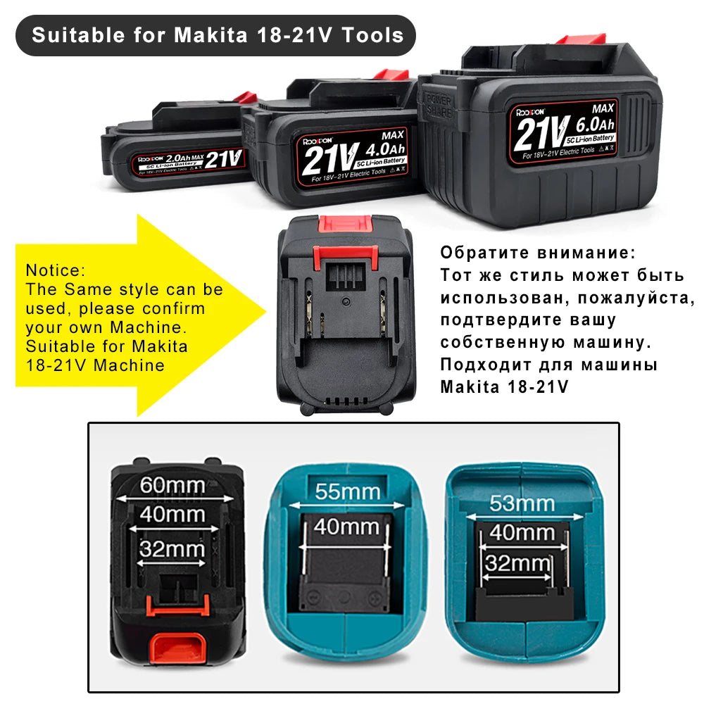 21v Rechargeable Battery,for 18v Makita Lithium Ion Battery interface,2Ah 4Ah 6Ah For Makita Electric Power Tool with EU Charger