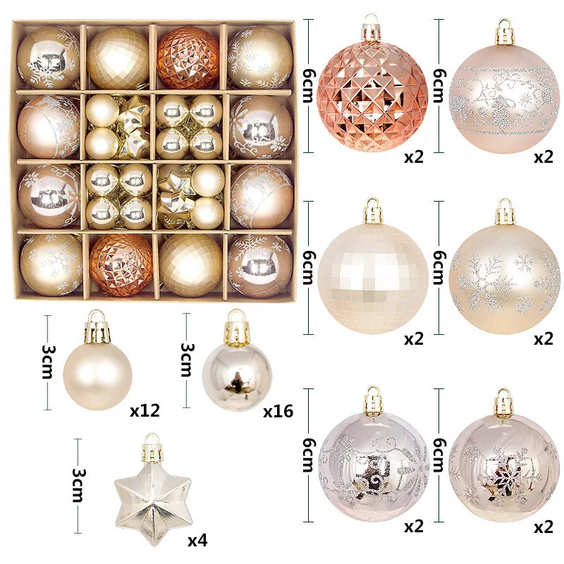 Christmas Ball Ornament Set Big Xmas Tree Hanging Pendant Snowflake Merry Christmas Decoration for Home