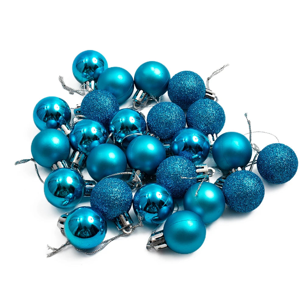 Christmas Ornaments 3cm Hanging Plastic Balls Set Xmas Tree Decorations For Holiday