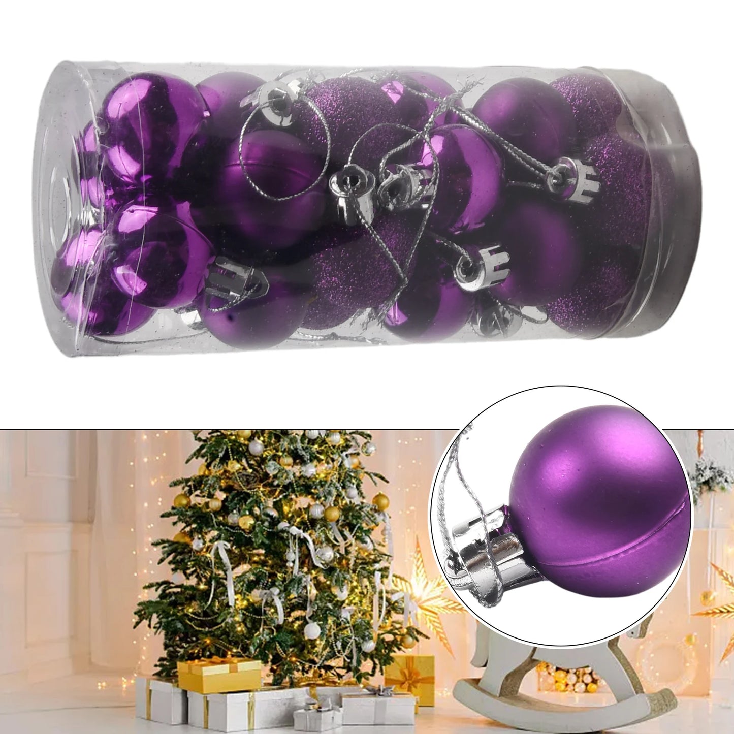 Christmas Ornaments 3cm Hanging Plastic Balls Set Xmas Tree Decorations For Holiday