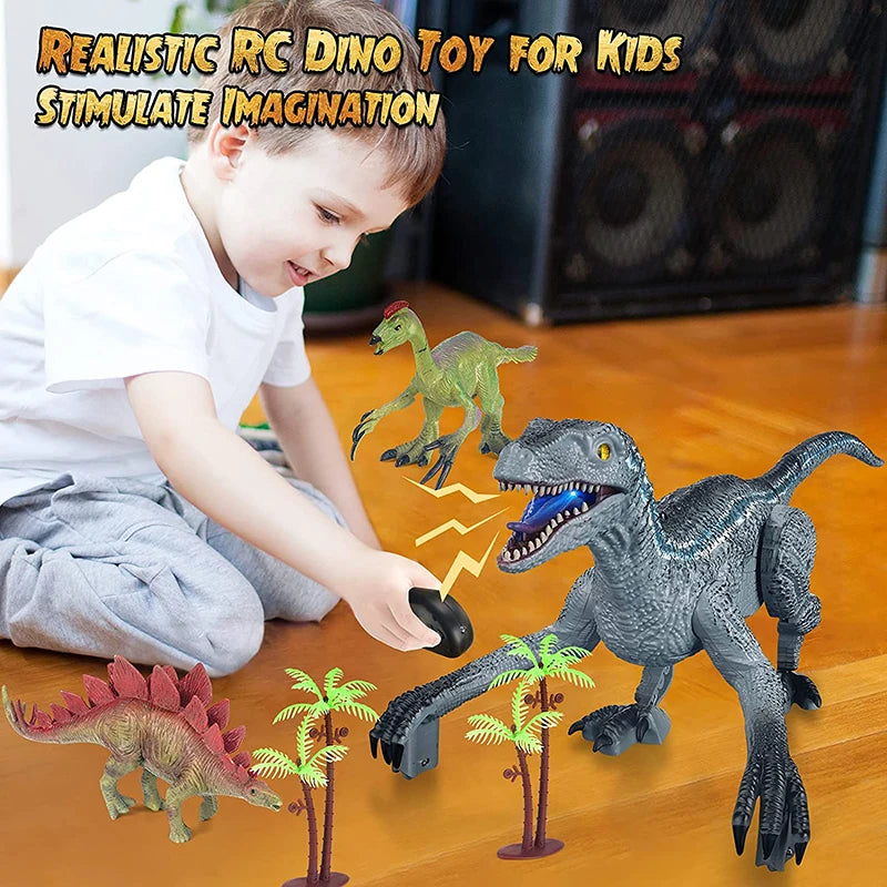 Electric Remote Control Walking Dinosaur Toys for Kids Boys Girls Simulation Rocking Walking RC Dinosaur Toy with Lights & Sound