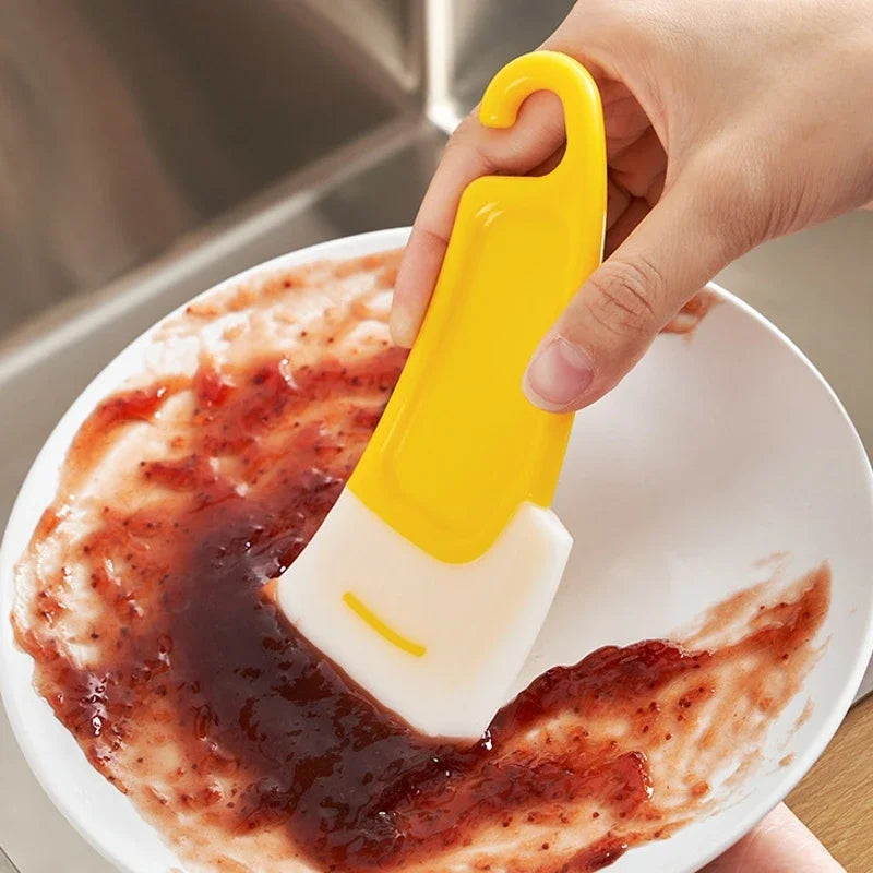 4/1Pcs Kitchen Silicone Scraper Cleaning Spatula for Food Residue Stains Remover Brush Oil Plate Clean Soft Blades Cleaning Tool