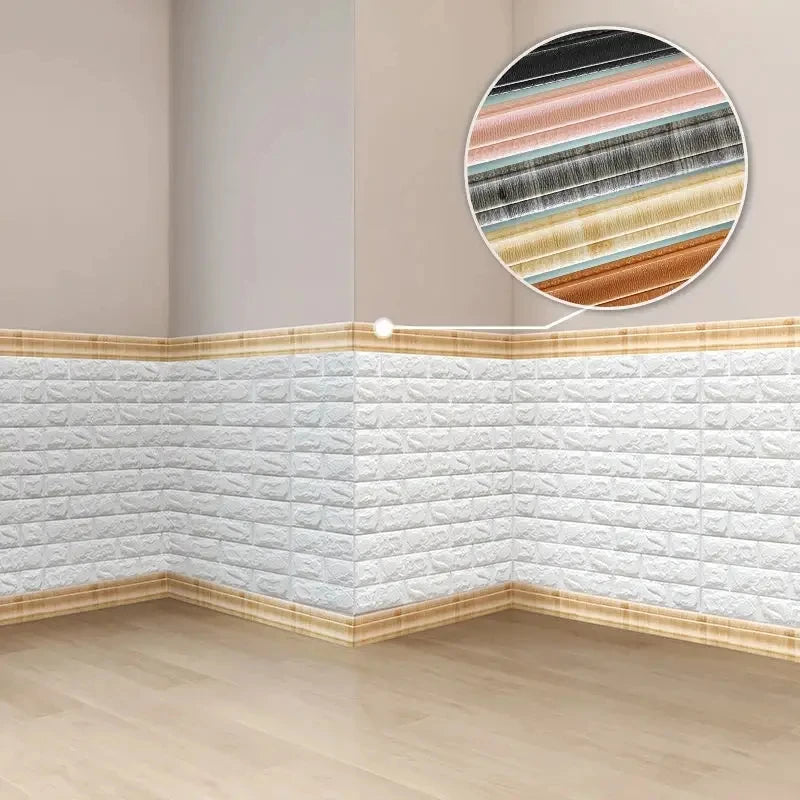 3D Self Adhesive Wall Border Strip Waterproof Wall Trim Line Wallpaper Skirting Border Home Decor TV Background Wall Sticker