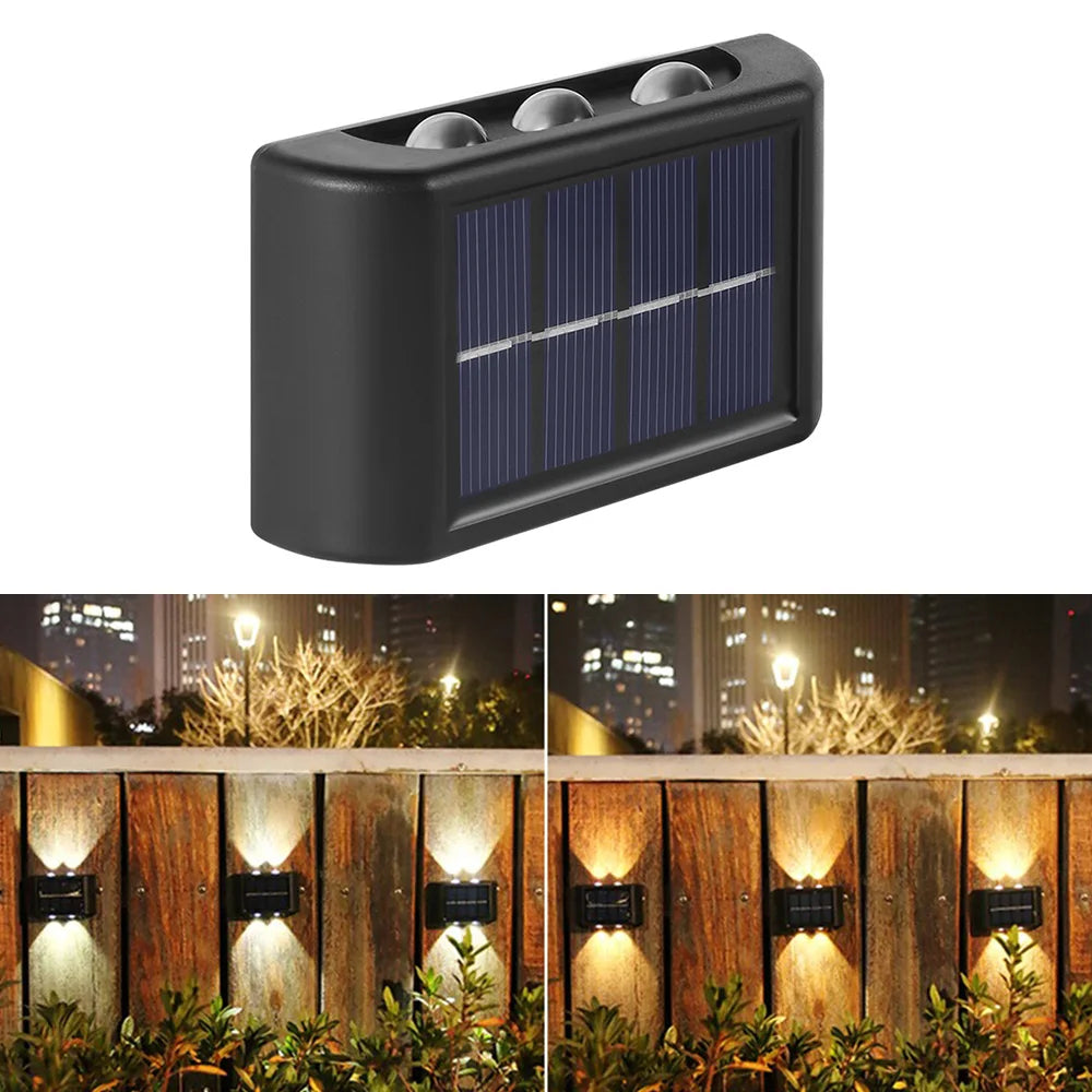 Waterproof LED Solar Wall Lamp Up and Down Fence Light Garden Yard Landscape Lamp Outdoor Lighting Patio Decor