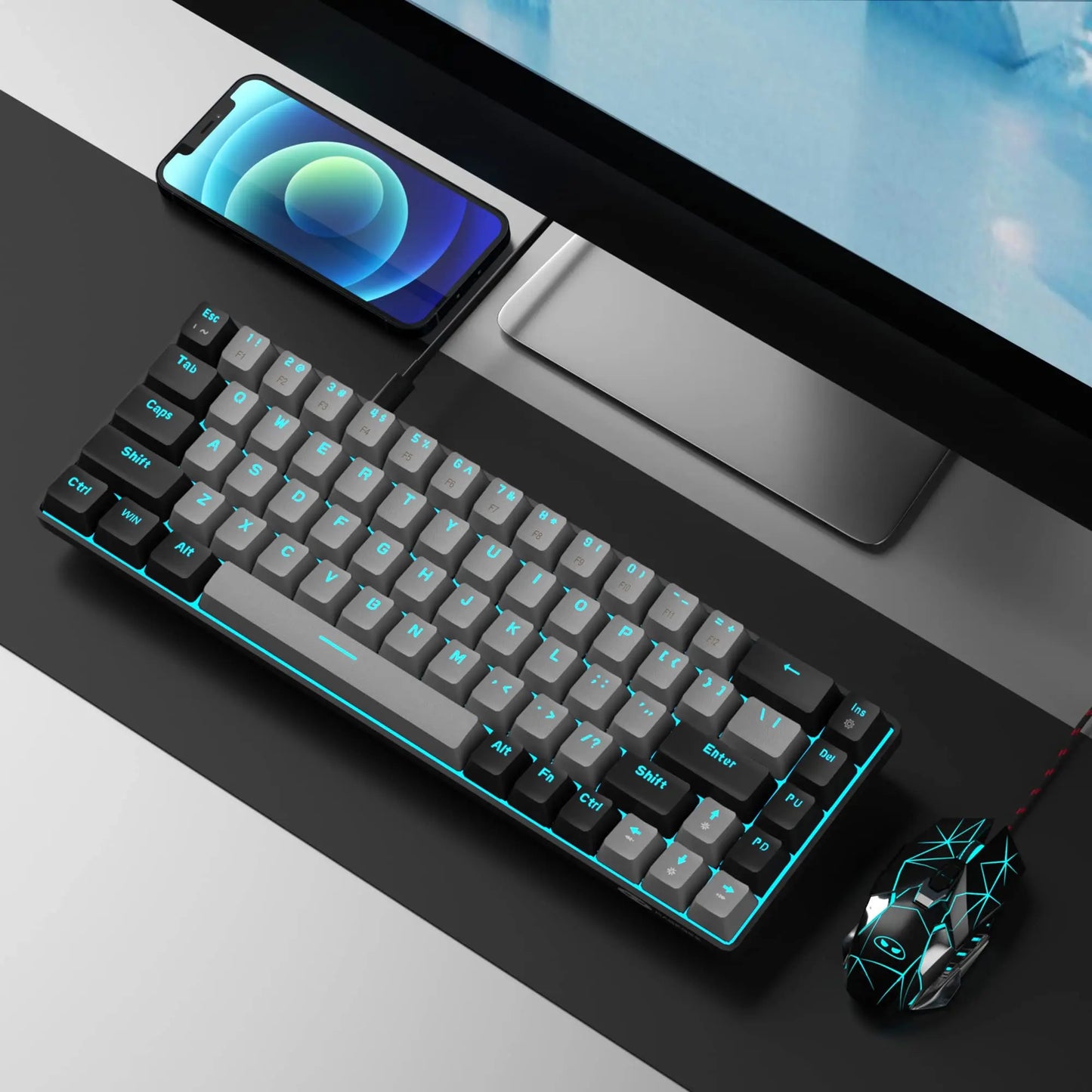 MageGee Portable 60% Mechanical Gaming Keyboard, MK-BOX LED Backlit Compact 68 Keys Mini Wired Office Keyboard