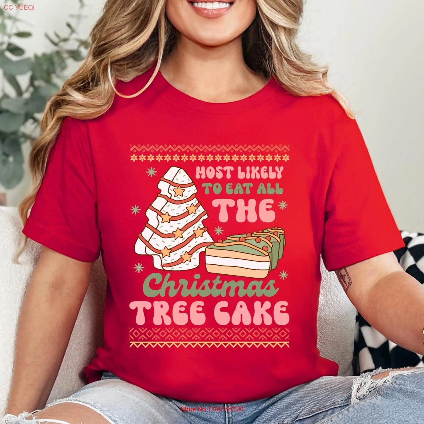 Christmas T Shirt Cute Christmas Cake Funny Xmas Family Matching 2025 Sweat New Year long or short sleeves