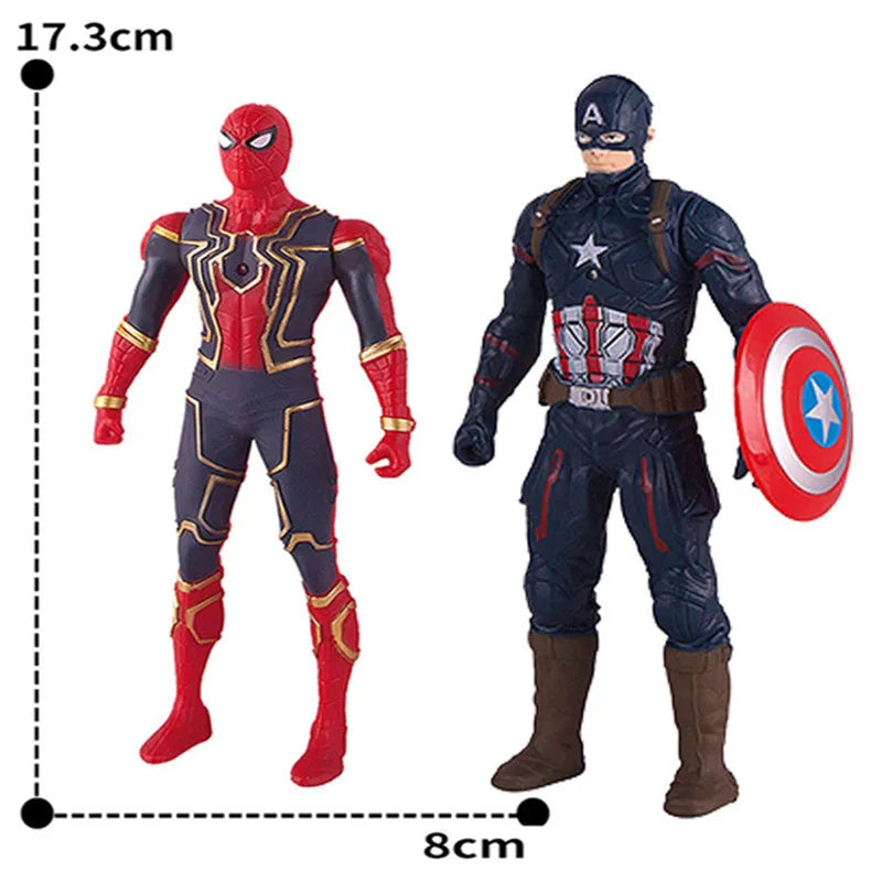 17Cm Disney Action Figures Spiderman Hulk Ironman Pvc Avengers Luminous Doll Collection Toys Christmas Gift