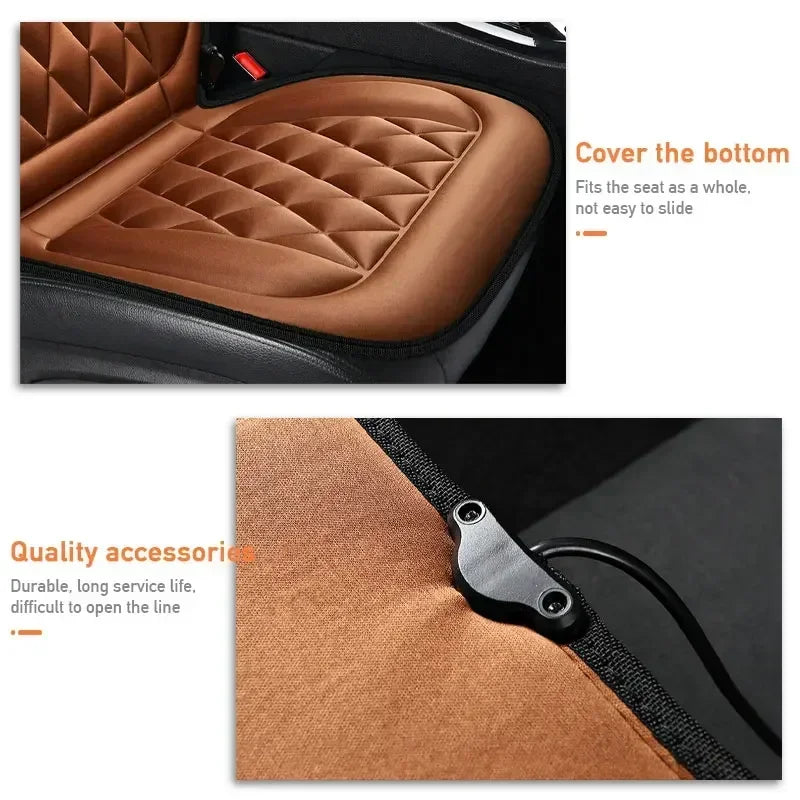 12V Heated Seat Cushion Winter Household Car Seat Cushion Cover Auto Interior Accessories Flocking Cloth Fast Heating Seat Cover