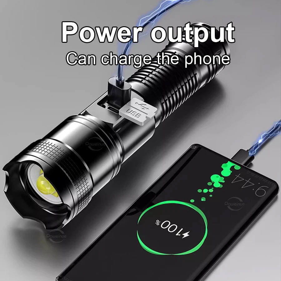 High Power Led Flashlights Built-in Battery 2000mah Tactical Flashlight Emergency Spotlight Most Powerful Lantern