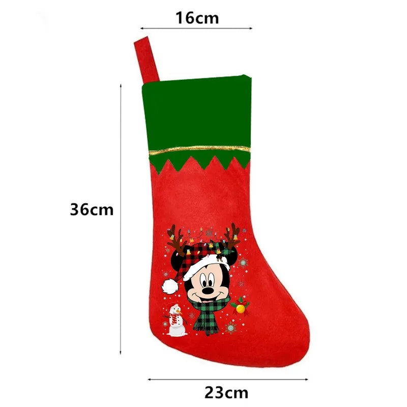 Disney Christmas Stockings Mickey Minnie Plush Hanging Socks Fireplace Xmas Tree Decor Large Capacity Present Bag Surprise Gift