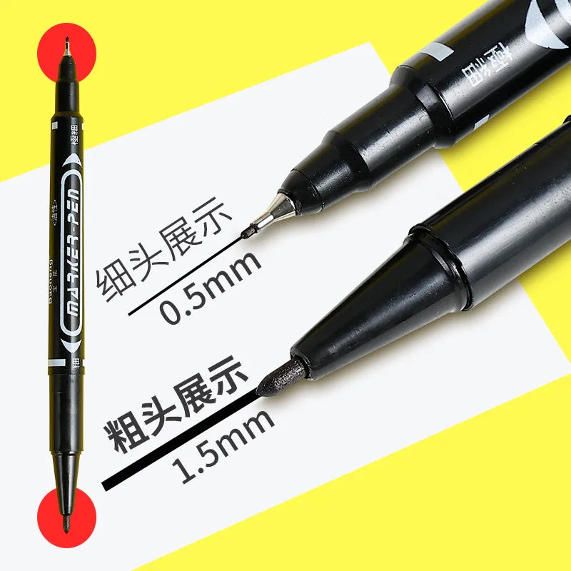 3/2/1PCS Ultra Felt-tip Pen Black Oily Marker Pen Small Double Head Art Red Marking Children's Painting 0.5 1.0 Tip For Paper