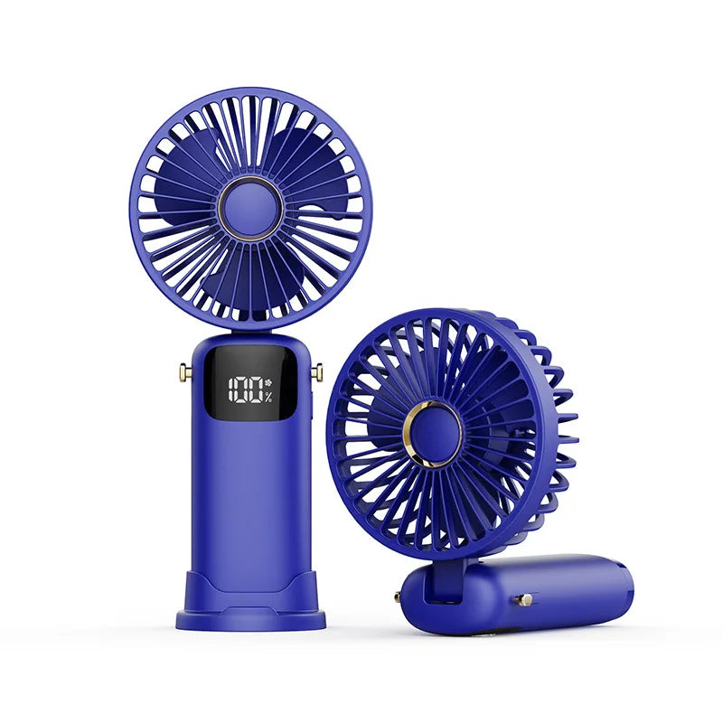 USB Handheld Mini Fan Foldable Portable Neck Hanging Fans Desktop Charging  Rlectric Fan 5 Speed USB Fan With Phone Stand