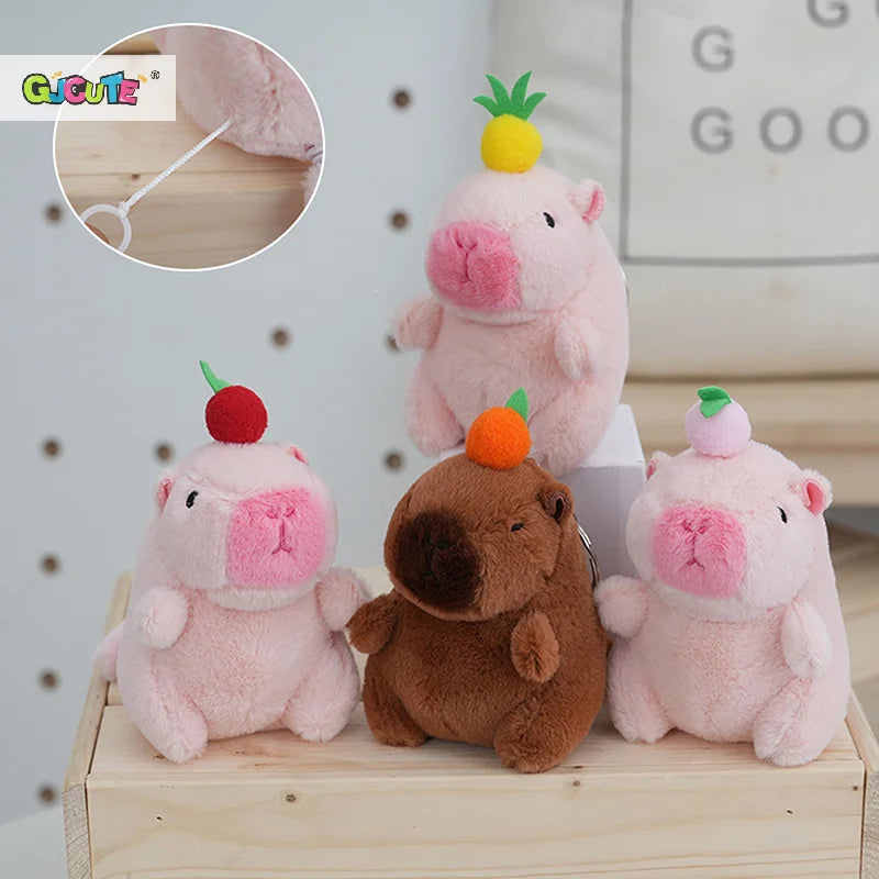 1Pcs Cute Capybara Plush Keychain Toy Realistic Capibara Stuffed Animals Toy Capybara Backpack Pendant Kids Birthday Gift