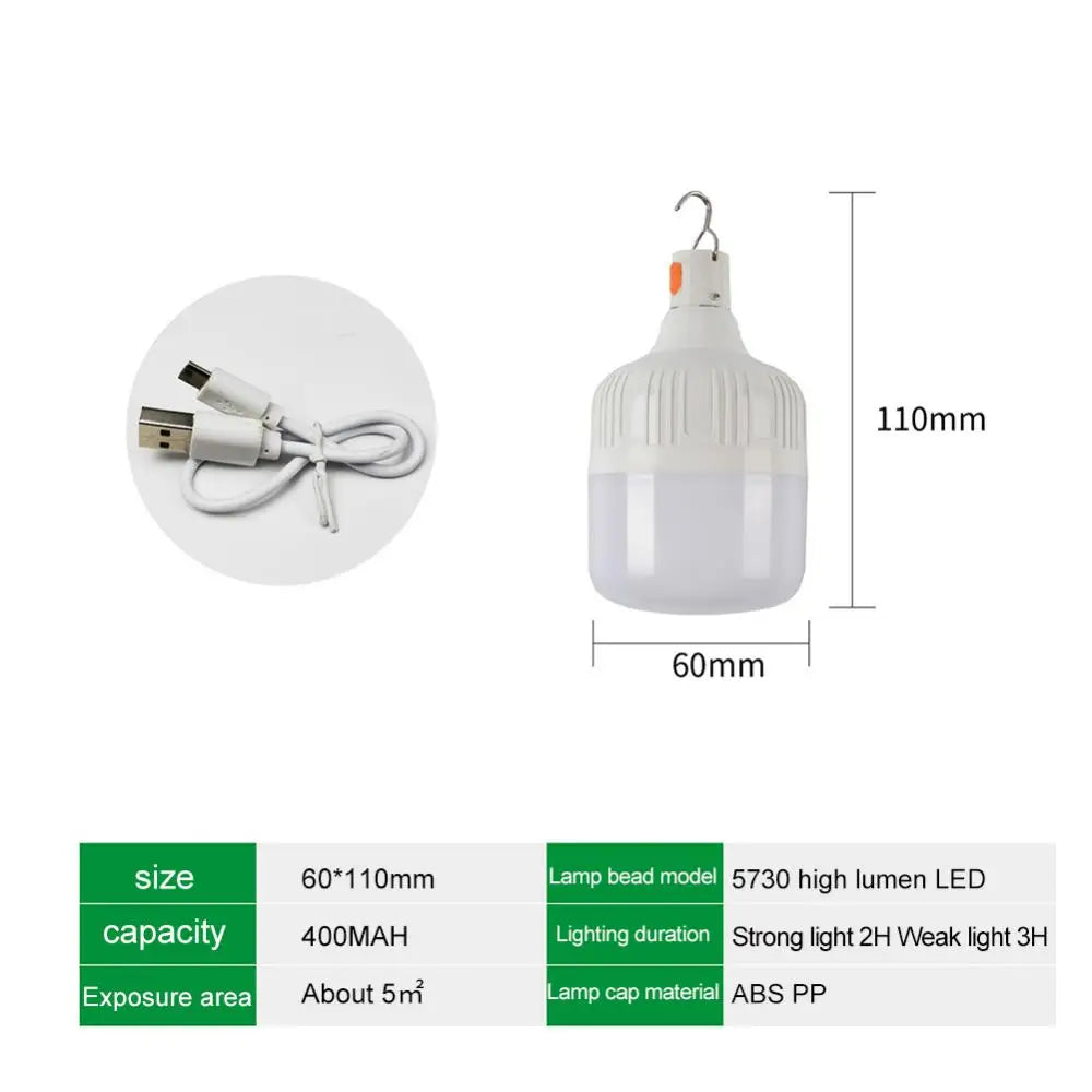 USB Rechargeable LED Light Emergency Bulb  Tents Lighting Camping Equipment Bulb Portable Lanterns