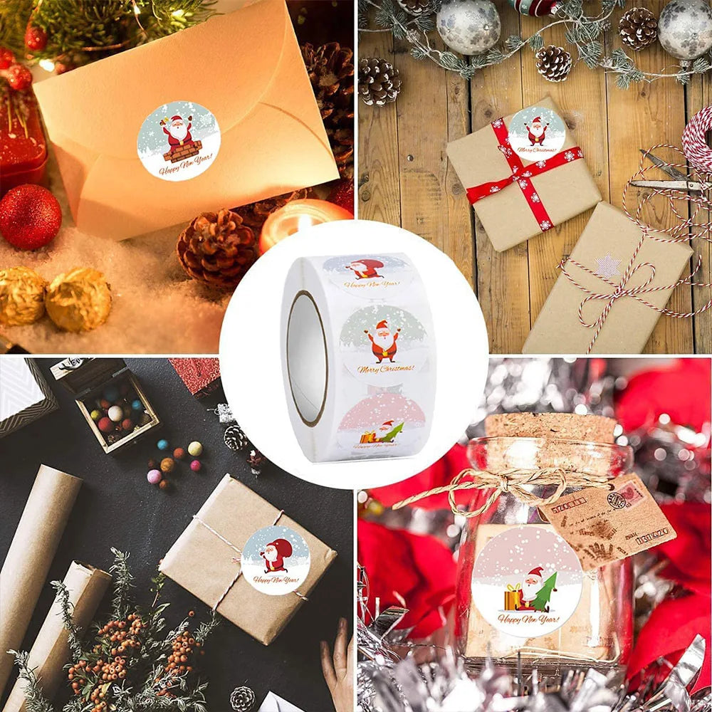 50-500Pcs Christmas Theme Seal Labels Stickers Merry Christmas Stickers For DIY Gift Baking Package Envelope Stationery Decor